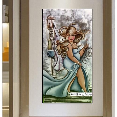 Diamond Embroidery Portrait Full Square Diamond Painting Beautiful Fat Lady Cross Stitch Mosaic Rhinestone Beaded Handmade Gift