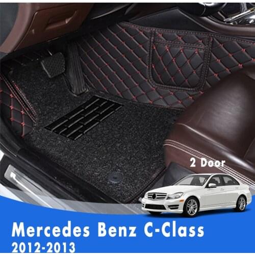 Custom Car Floor Mats For Mercedes Benz C-Class 2 Door 2013 2012 Luxury Double Layer Wire Loop Car Interior Accessories Foot Pad