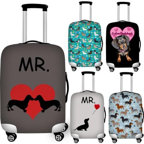 Twoheartsgirl Printing Dachshund Dog Travel Suitcase Covers Elastic 18-32inch Protective Dust Luggage Covers Ziper Baggage Cover