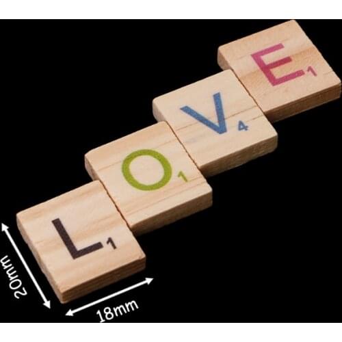 100PCS Wooden Tiles Colorful Letters Numbers For Crafts Wood Alphabet Toy