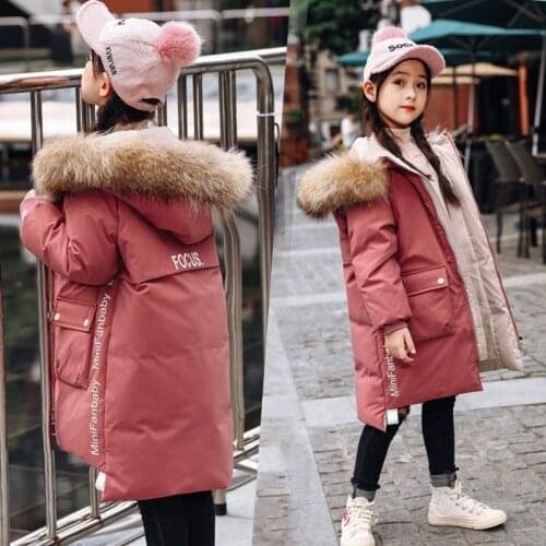 Teen Young Girls Warm Coat Winter Parkas Outerwear Teenage Outfit Children Kids Girls Fur Hooded Jacket for 5 6 8 10 12 Years