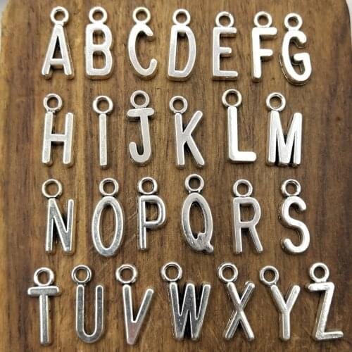 20 pcs Double Side Alphabet(A-Z)Letter Tag Charm Pendant Initials Jewelry Making DIY Handmade Craft