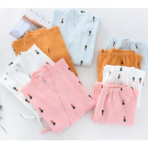 Fdfklak Pajamas Newest Women Spring Autumn Long-sleeved Tops With Trousers Sets Home Suit Pajamas For Women Pyjama Femme Coton