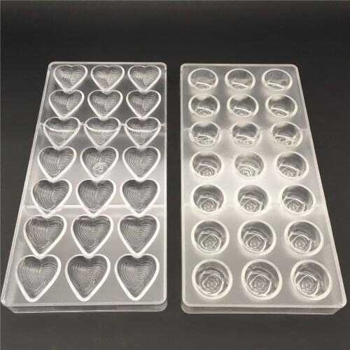 Love Heart Shaped,Rose Shaped, transparence chocolate mold,Jelly Ice Molds Cake Mould Bakeware Baking Tools