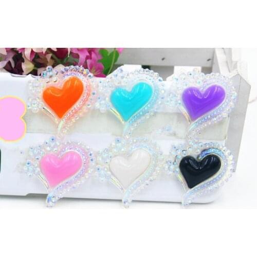 30pcs/lot flat back resin cabochons accessories DIY resin kawaii heart mix colors 40*40mm