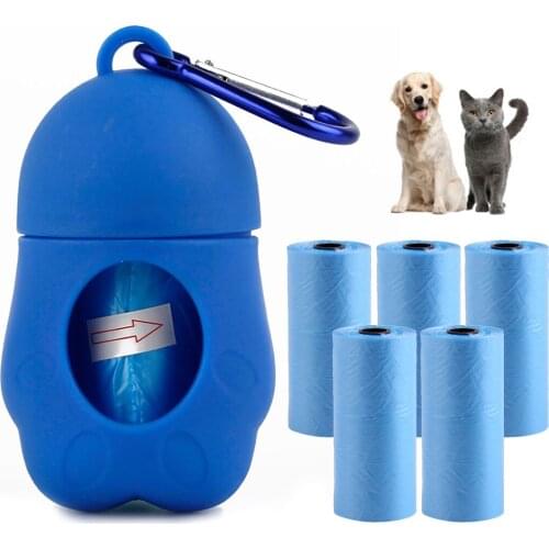 Pet Dog Poop Bags Earth-Friendly 5 Rolls with 1 Dispenser Dog Waste Bags Dog Pooper Scooper Trash Cleaning Supplies