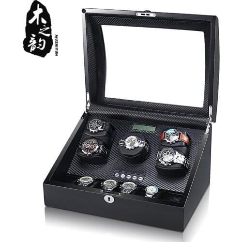 Watch Winder Box Case Storage Shaker Display Automatic Wooden Five Motors 5+6 Slots Watch Winder Rotation Holder Organizer Piano