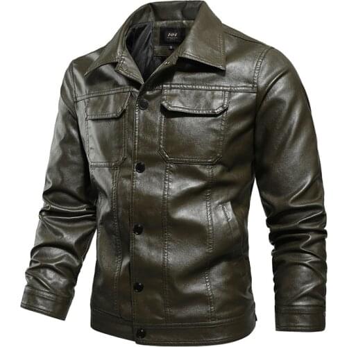 Mcikkny Men Pu Leather Biker Jackets And Coats Turn Down Collar Motorcycle Outwear Tops For Male Clothing Long Sleeves