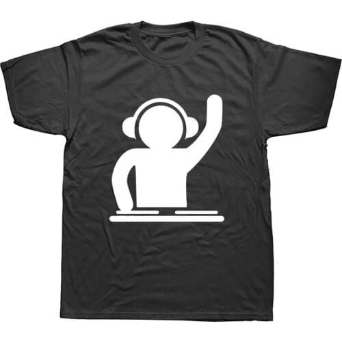 Man T Shirts DJ Turntable Music Techno Club Headphone Cotton Tops Short Sleeve Plus Size T-shirt For Men Tee Shirts Clothes