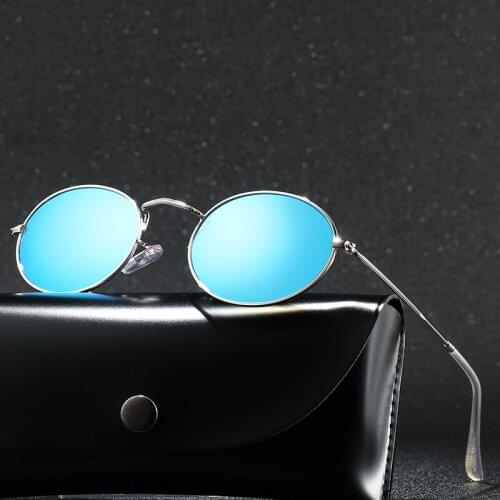 With Case Round Polarized Sunglasses Men Brand Designer Polaroid Sun Glasses Women Metal Frame Black Lens Eyewear Driving