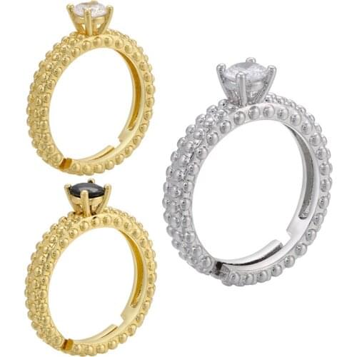 Micro-set Zircon Black White Cubic Zircom DIY Jewelry Accessories Womens Engagement Wedding Ring Bijoux Femme Rings for Women