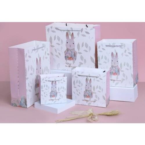 6PCS Gift Bags with Handle Rabbit Pattern Gift Bag for Birthday Weddings Christmas Holidays Graduation Baby Showers Forest Party