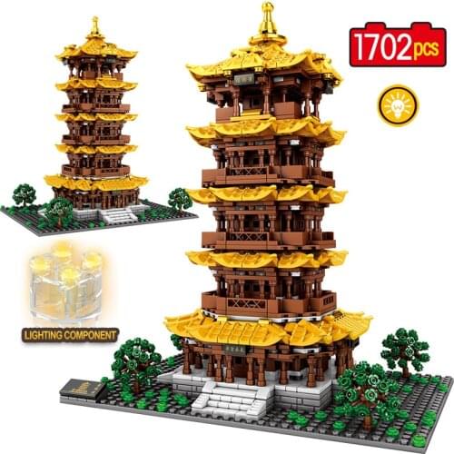 City Street Series Chiniese Traditional Historical Monuments Yellow Crane Tower/Tengwang Pavilion Children Educational Toys Gift