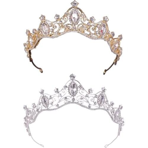 Bride Princess Rhinestone Inlay Headdress Fashion Women Bridal Crown Tiaras Wedding Party Hair Jewelry Accessories 62KE
