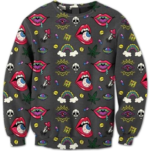 REAL American SIZE Trippy Rainbow 420 Fun 3D Sublimation Print Crew neck Sweatshirt Plus size 3XL 4XL 5XL 6XL