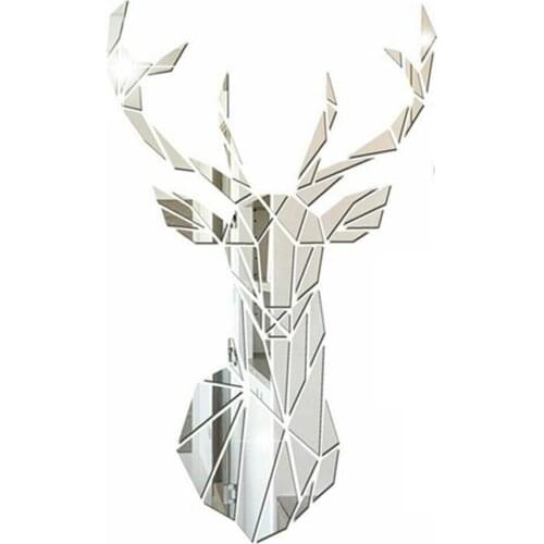 Wall Stickers Mirror Stickers Creative 3D Big Deer Animal DIY Art Acrylic For Living Room Decor Home Decoration