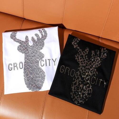 Plus size 5XL!Summer diamond short sleeve t-shirt women o-neck cotton top tees