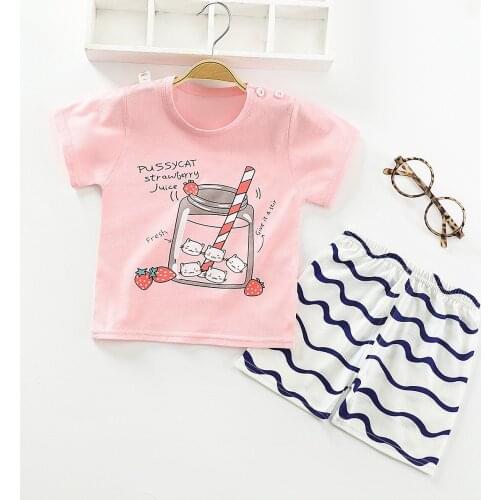 100% Cotton Suit Kids Short Sleeve Shorts 2 Piece Set Kids Summer Clothes Baby Fashion Set 2021 New