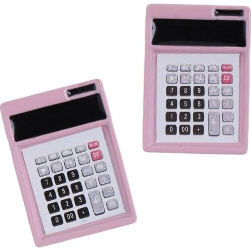 2PCS 1:12 Dollhouse Miniature Mini Pink Calculator Model Doll Accessories Toy
