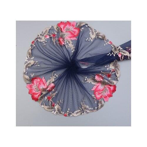 2 yards navy blue polyester mesh polyester silk embroidery lace diy costume lace accessories costume car carrying Barbie