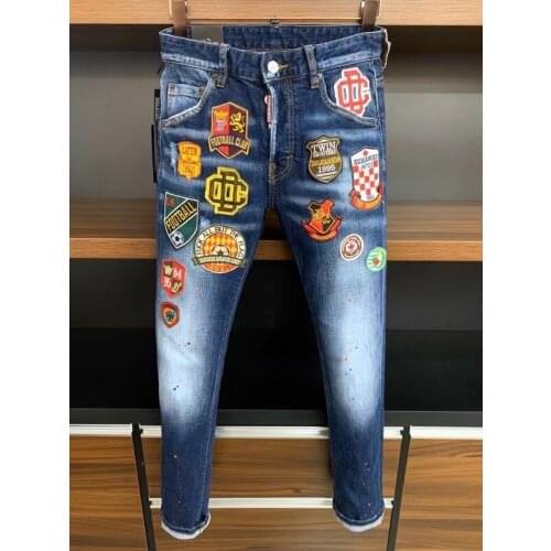 2021 Fashion Trendy DSQ2 Ripped Paint Dot Mens Motorcycle Jeans *9705