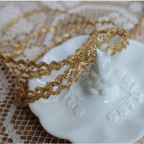 5 Meters Embroidery Gold S Shape lace fabric trim ribbon DIY sewing accessories wedding dress guipure decor 5mm