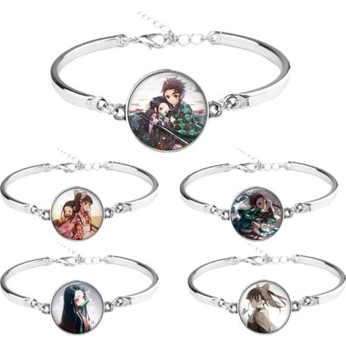 Cosplay Demon Slayer Alloy Bracelet Wristband Kamado Tanjirou Nezuko Anime Props Accessories Bracelet Bangle Jewelry Child Gift