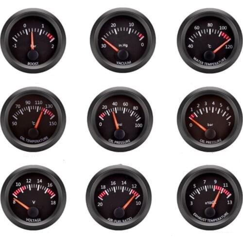 2" 52mm Car Gauge Boost/Water Temp/Oil Temp/Oil Pressure/ Fuel /Volt Gauge / Air Fuel Ratio / Exhaust Temp Vehicle Meter 12V