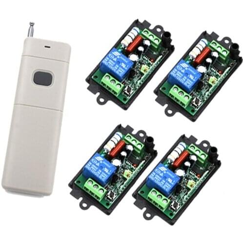 Free Shipping! New AC110V 220V 433MHz Remote Control Switch 4 Receiver with 1-Button Long Range Remote Control SKU: 5215