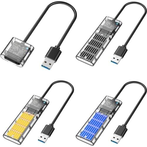 M2 SSD Case SATA Chassis Transparent Hard Disk Box M.2 to USB 3.0 Gen 1 5Gbps NGFF SATA B Key SSD Adapter Mobile Hard Drive Disk