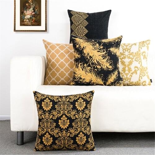 Black gold geometric pillow retro vintage style throw pillow cushion cover case office sofa car cushion cover for living room