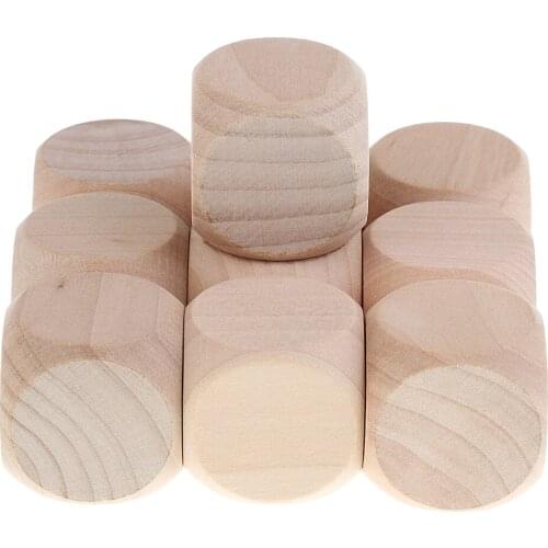 10PCS Wood Blank Dice D6 3cm Game Dice for Kids DIY Decorating Craft Project