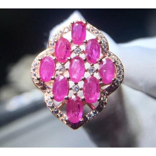 Per jewelry Rhombus style ring Natural real ruby Free shipping 0.35ct*9pcs gemstone 925 sterling silver T2061813