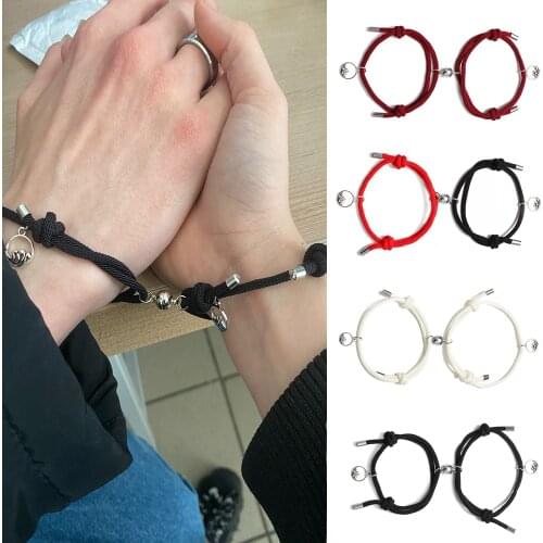 FNIO 2pcs Couple Magnet Attract Each Other Creative Personality Couple Bracelet Men and Women Charm Bracelet Jewelry Lover Gift