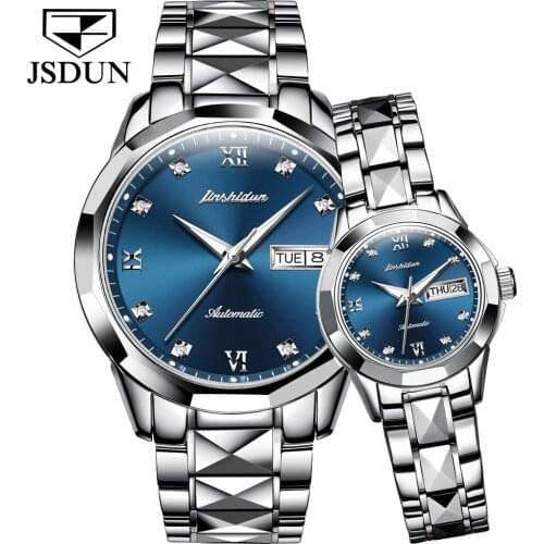 JSDUN 2021 Fashion Classic Design Couple Watch All-Steel Mechanical Men And Women Sports Waterproof Couple Luxury Watch 8813