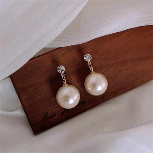 SHANGZHIHUA 2021 classic jewelry, pearl earrings, fashionable Korean women jewelry, ladies big pearl earrings, party earrings