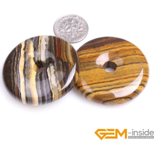 25mm 30mm 35mm 40mm Donut Shape Yellow Tiger Eyes Ring Circle Beads Natural Stone Bead Loose Beads For jewelry Making Wholesale