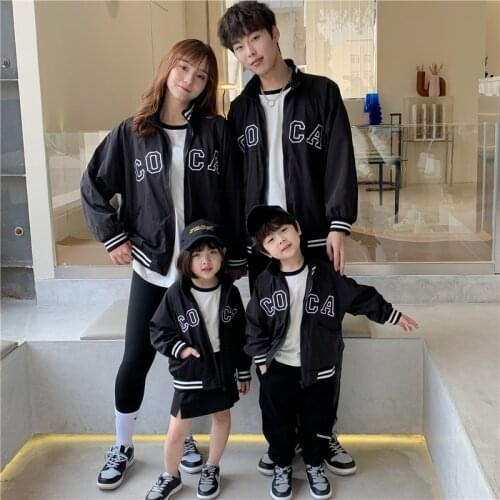 2021 Family Matching Outfit Clothes Embroidery Letter Jacket for Couples Brothers and Sisters Coat Autumn Fashion Family Tops