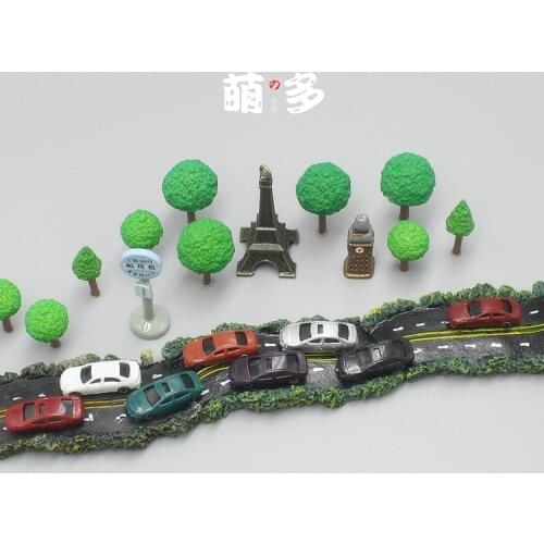 Mini Scene DIY Materials Plant Small Tree Car Road Moss Bonsai Ornaments Model Figurine Action Figures Kids Doll Toys Home Decor