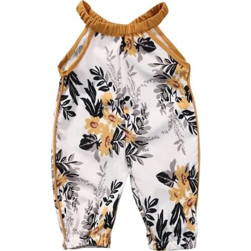 Fashion Baby Girls Clothes Baby Girls Floral Casual Outfit Sleeveless Summer Jumpsuit Romper Clothes Outfits Set 3M-4T