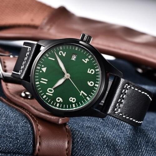 CORGEUT 2021 Mens Watch Seagull Automatic Movement Bronze PVD Steel 40mm Case Leather Luminous Waterproof Mechanical Watch