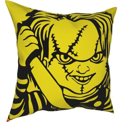 Chucky Halloween Doll Horror Pillowcase Soft Polyester Cushion Cover Decorations Throw Pillow Case Cover Bedroom Square 45X45cm