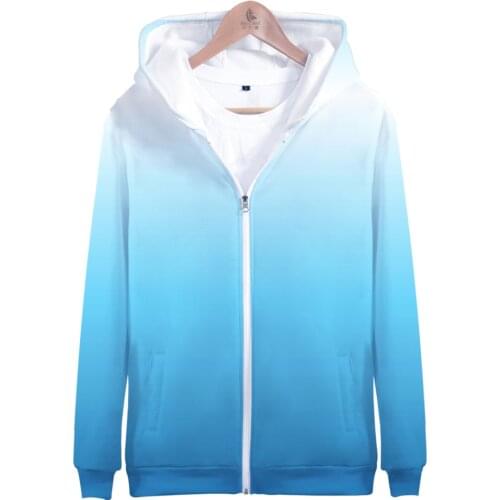 Neon blue Zipper Hoodies Men/Women Jacket Sweatshirts Colourful Gradient Kids Hoodie 3D Solid Neon Hooded Rainbow Coat 2019