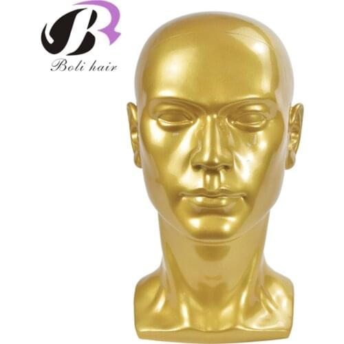 NEW Arrival PVC Golden Mannequin Head Male Wig Hat Glasses Caps Display Dummy Doll With Ears