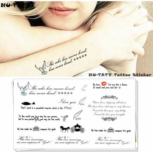 Nu-TATY Wise Love Poems Words Temporary Body Art Flash Tattoo Sticker 10*17cm Waterproof Henna Fake Tato Car Styling Wall Tatto