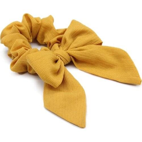 2pcs Solid Color Chiffon Scrunchie Elastic Hair Band Bow Hair Ropes Sweet Ladies Head Band Girls Hair Ties Women Hair Accessory