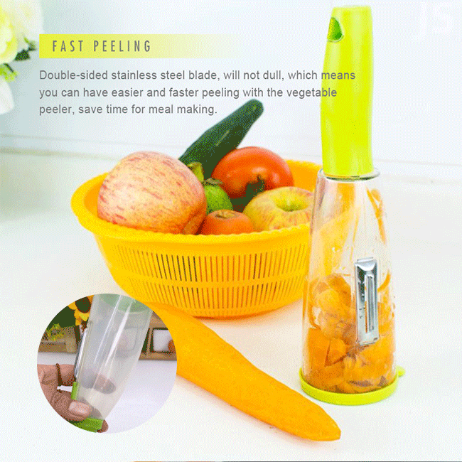 Peeler With Rubbish Bin Slicer Shredder Peeler Julienne Cutter Multi Stainless Steel Blade Grater Kitchen Accessories Storage