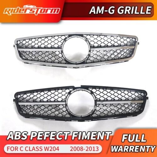 Front grill Suitable for C class W204 C63 amg Style ABS 1-Fin Front Bumper Grille 2008-2014 C180 C250 C300 C200 Without emblem