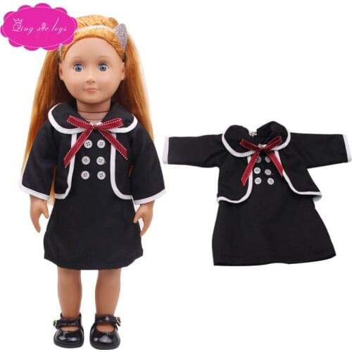 18 inch Girls doll dress Black school uniform Students clothes American newborn skirt Baby toys fit 43 cm baby dolls c259