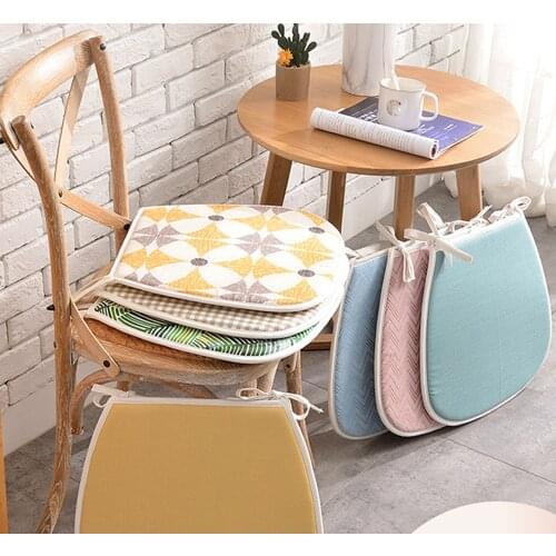 Chair Cushions with Ties, Dine Chair Pad, Kitchen Dining Room Seat Pad, Patio Wicker Farmhouse, Thin Linen Gripper Trapezoid